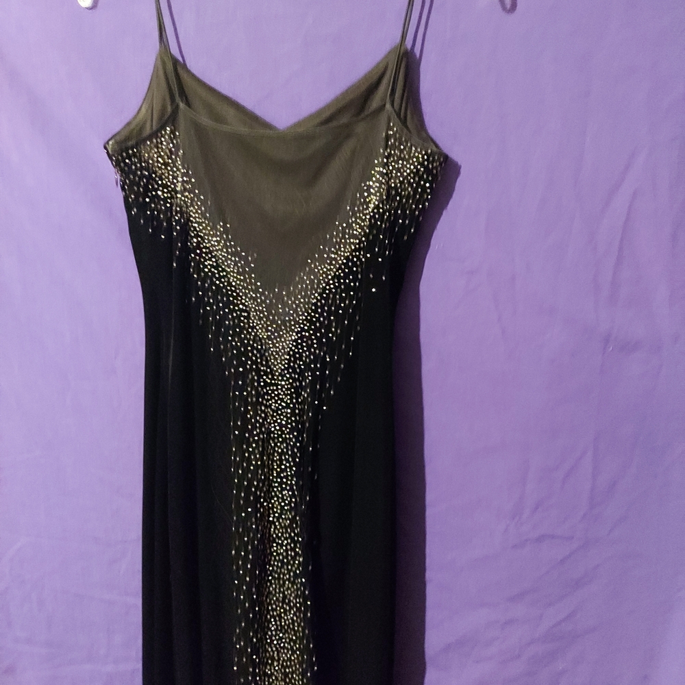 90s Vintage Elegant Black and Silver Sparkle Glitter Mesh Dress